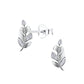 Melchior Jewellery sterling silver leaf stud earrings with intricate detailing and sparkling accents