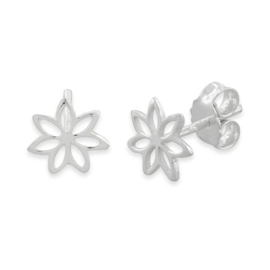 Sterling Silver Plumeria Flower Stud Earrings