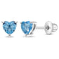 Sterling silver screw back earrings for girls featuring heart-shaped blue gemstones from In Season Jewellery